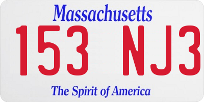 MA license plate 153NJ3
