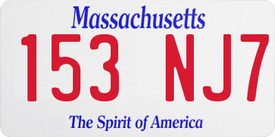 MA license plate 153NJ7