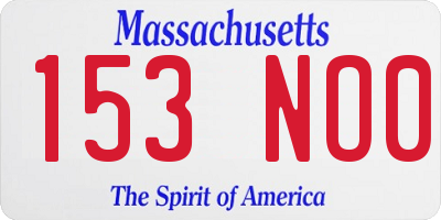 MA license plate 153NO0