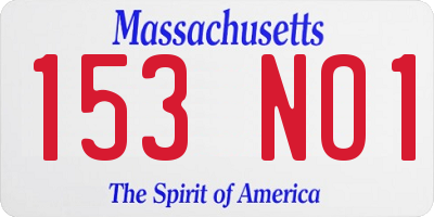 MA license plate 153NO1