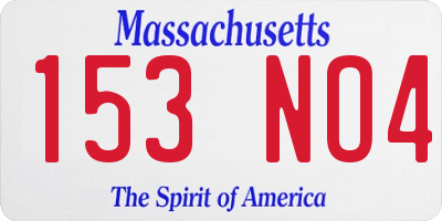 MA license plate 153NO4