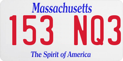 MA license plate 153NQ3