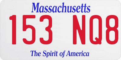 MA license plate 153NQ8