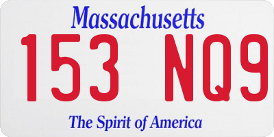 MA license plate 153NQ9