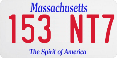 MA license plate 153NT7