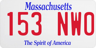 MA license plate 153NW0