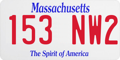 MA license plate 153NW2