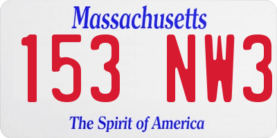 MA license plate 153NW3