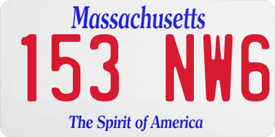 MA license plate 153NW6