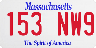 MA license plate 153NW9