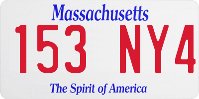 MA license plate 153NY4