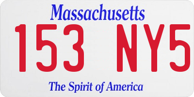 MA license plate 153NY5