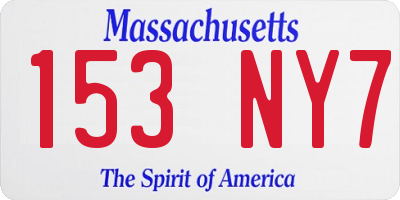 MA license plate 153NY7