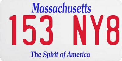 MA license plate 153NY8