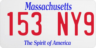 MA license plate 153NY9