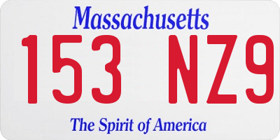 MA license plate 153NZ9
