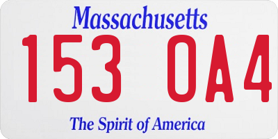 MA license plate 153OA4
