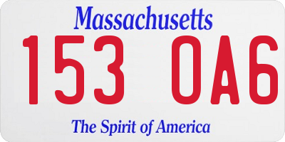 MA license plate 153OA6