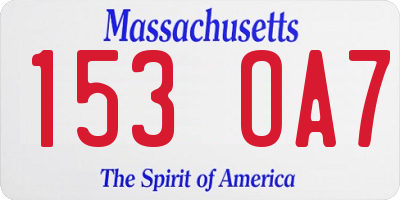 MA license plate 153OA7