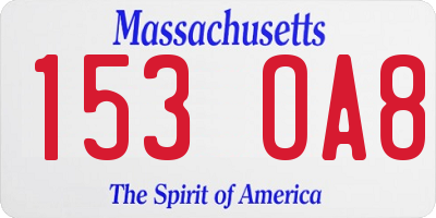 MA license plate 153OA8