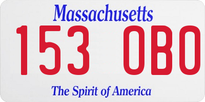 MA license plate 153OB0