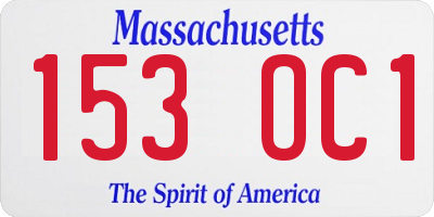 MA license plate 153OC1