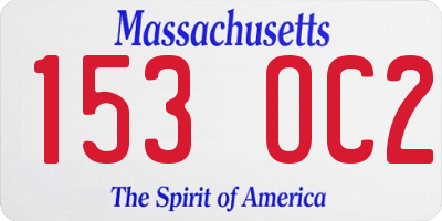 MA license plate 153OC2