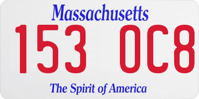 MA license plate 153OC8