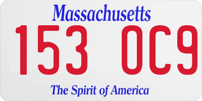 MA license plate 153OC9