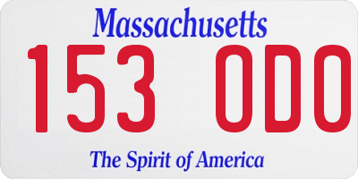 MA license plate 153OD0