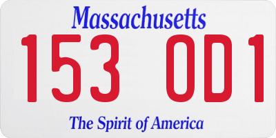 MA license plate 153OD1