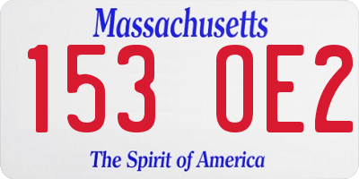 MA license plate 153OE2