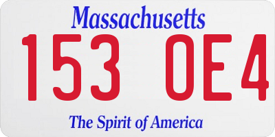 MA license plate 153OE4