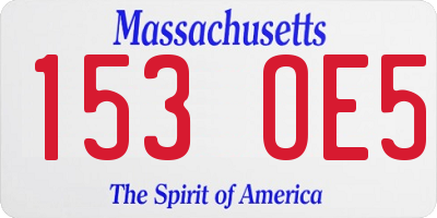 MA license plate 153OE5