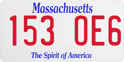 MA license plate 153OE6