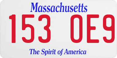 MA license plate 153OE9