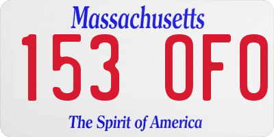 MA license plate 153OF0