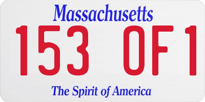 MA license plate 153OF1