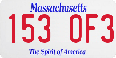 MA license plate 153OF3