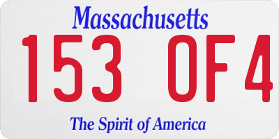 MA license plate 153OF4