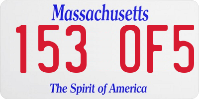 MA license plate 153OF5