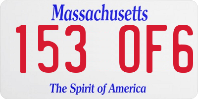 MA license plate 153OF6