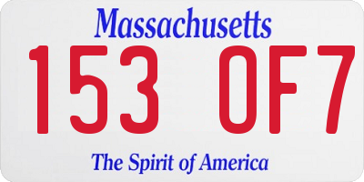 MA license plate 153OF7