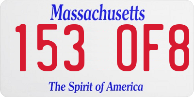 MA license plate 153OF8