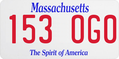 MA license plate 153OG0
