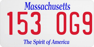 MA license plate 153OG9