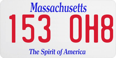 MA license plate 153OH8