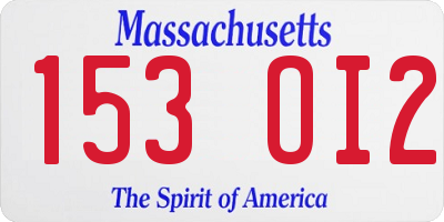MA license plate 153OI2