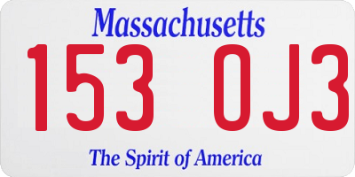 MA license plate 153OJ3
