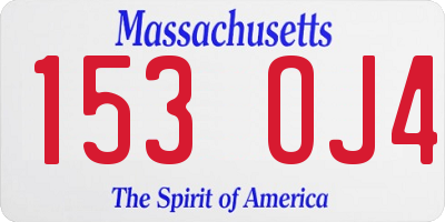 MA license plate 153OJ4